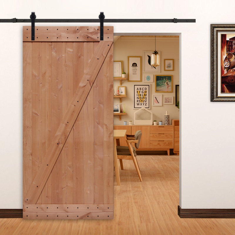 Porte de grange en bois à panneau non fini sans ensemble de quincaillerie d'installation, 40 po x 84 po