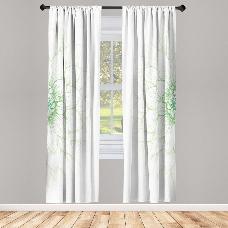 Microfiber Floral Semi-Sheer Rod Pocket Curtain Panels, 28" W x 95" L, Light Green