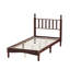 Lit plateforme de style ferme, taille simple, avec tête de lit artistique et sommier à lattes en bois. Montage facile, sans sommier tapissier. Finition noyer.-244602909-244602910