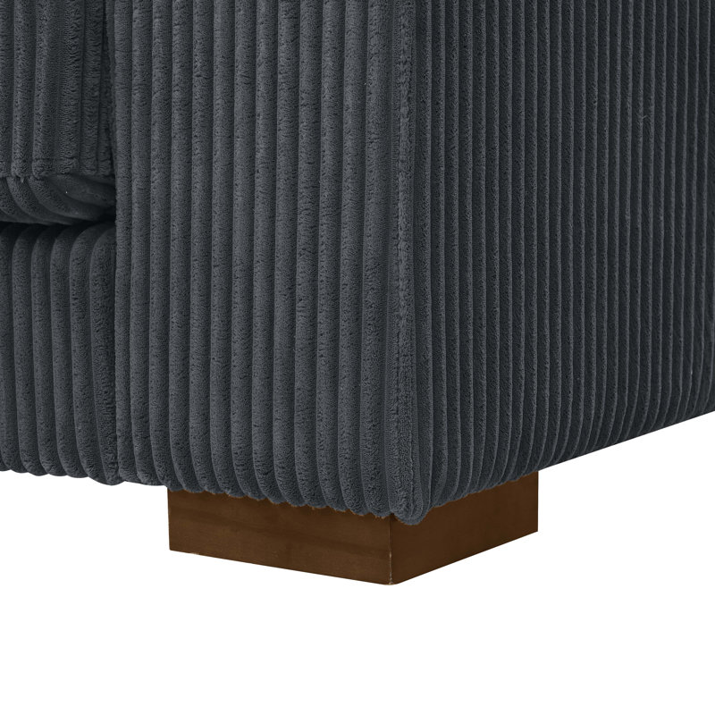 Canapé modulaire réversible de coin Amrith, Velours côtelé gris