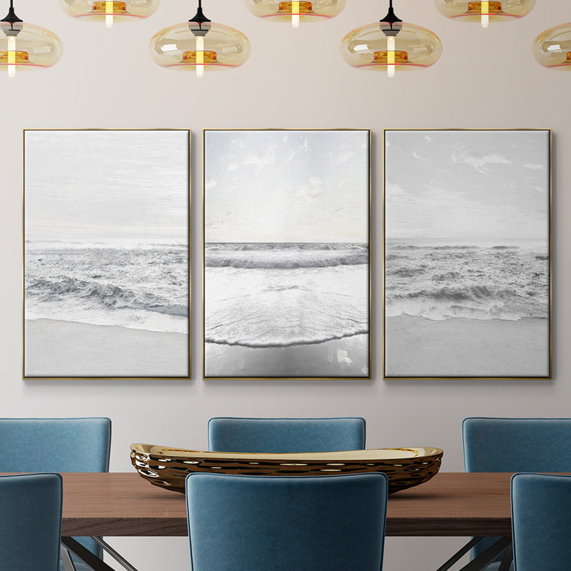 " Gentle Tides I " 3 - Pieces, Or, H 36 po x l 72 po x P 2 po