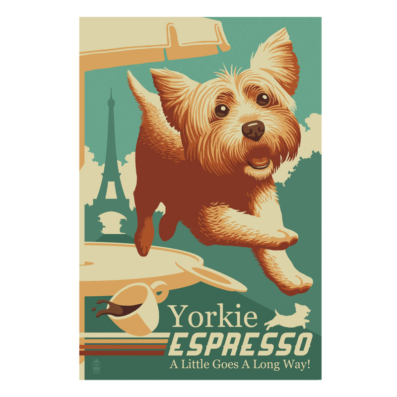 Yorkie Espresso by Lantern Press - Wrapped Canvas Print, 66.04 cm H x 45.72 cm W x 3.175 cm D