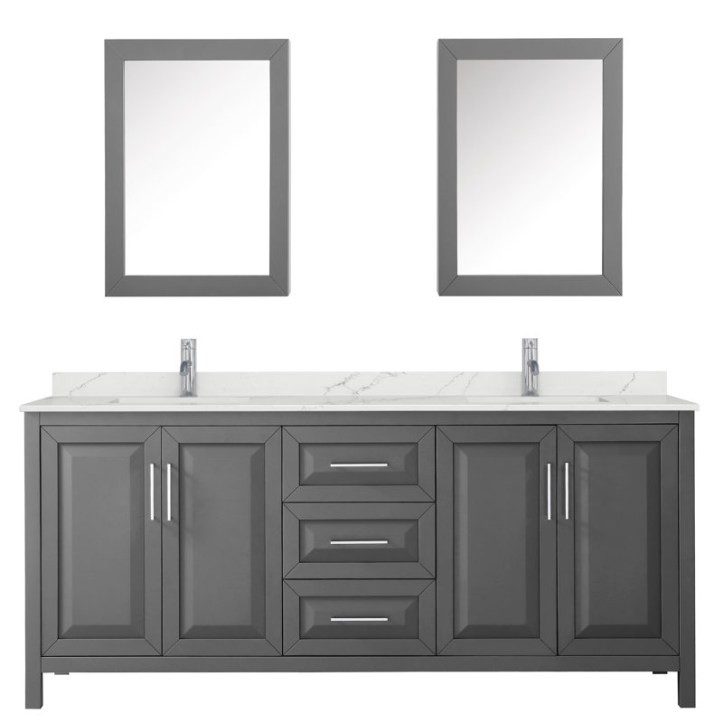 Daria 80'' W Vanity, Gray, Polished Chrome, Giotto Quartz
