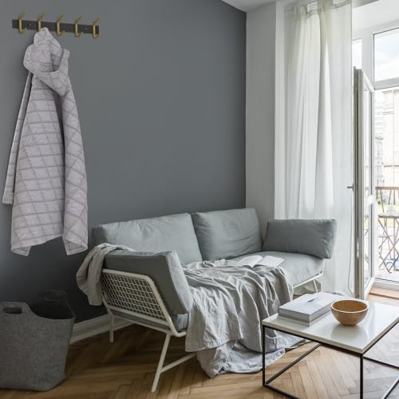 Porte-manteau mural – Barre à crochets noire et dorée avec 5 crochets doubles, crochets muraux en acier inoxydable de 38 cm (15 pouces) pour entrée, salle de bain, chambre, garde-robe, serviettes, chapeaux, sacs, organisateur robuste