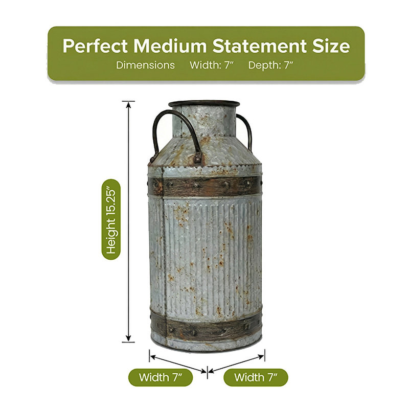 Schlafly Metal Pot Planter, 15.25 H x 7" W x 7" D