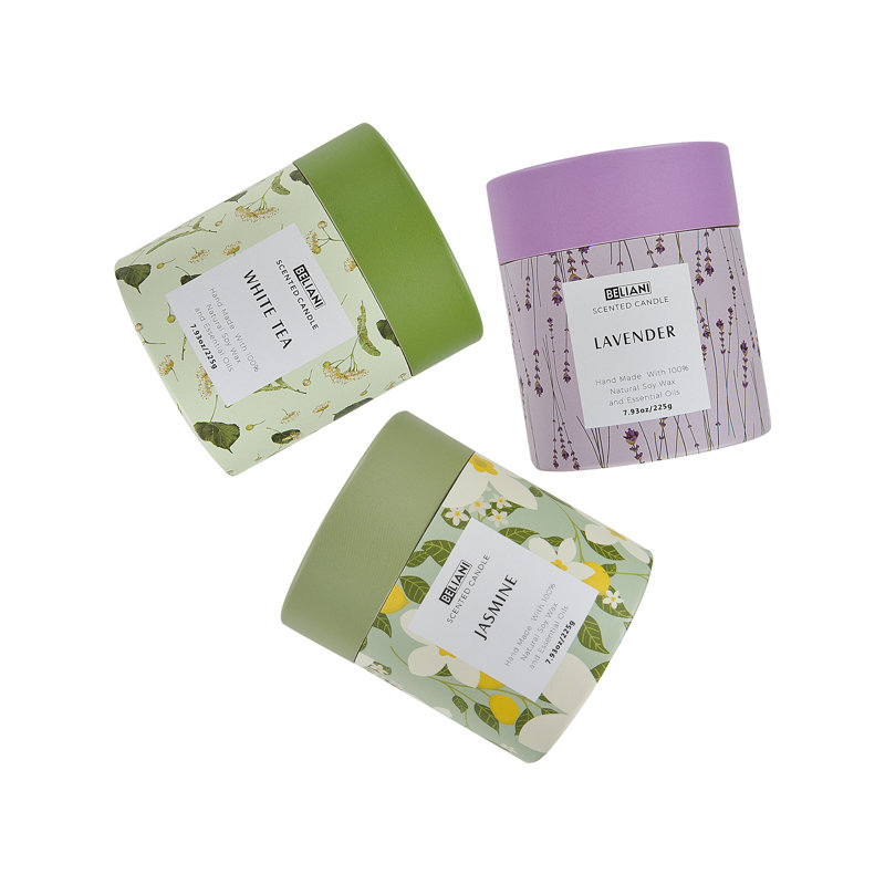 Scented Jar Candle, Green/Violet, Floral/Plant