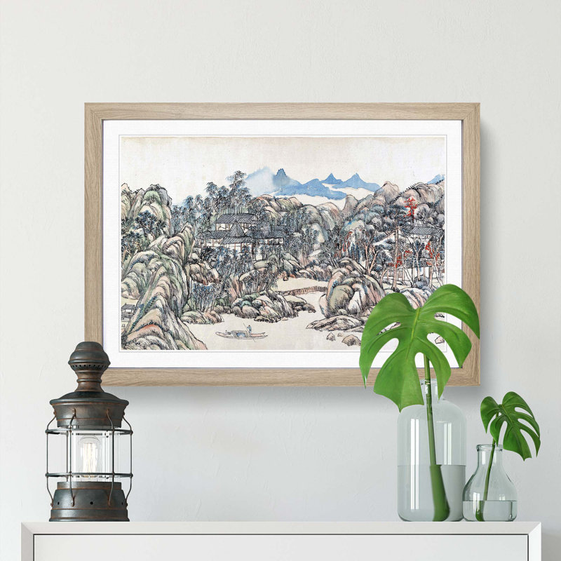 Landscape View by Wang Yuanqi - Picture Frame Painting Print, Oak Framed, 48cm H x 65cm W x 2cm D