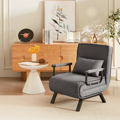 Folding Chair Bed, Comfy Convertible Sleeper Sofa, 5 In 1 Folding Bed With 5-Position Adjustable Backrest & Pillow, Floor Single Chairs, Cozy Futon Chair For Small Spaces, Office