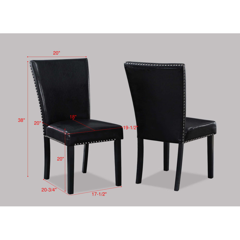 Ensemble de chaises de salle à manger rembourrées en similicuir avec dossier rembourré, garniture cloutée