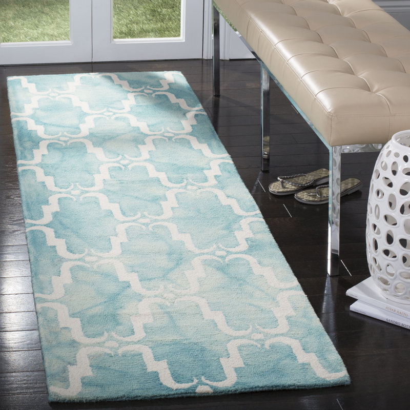Dip Dye Hand Tufted Wool Geometric Rug, Runner 2'3" x 8'
