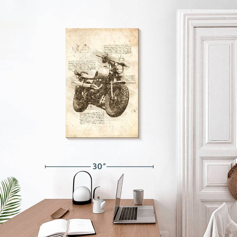 Laelle Old Motorcycle Sepia, 30" H x 20" W