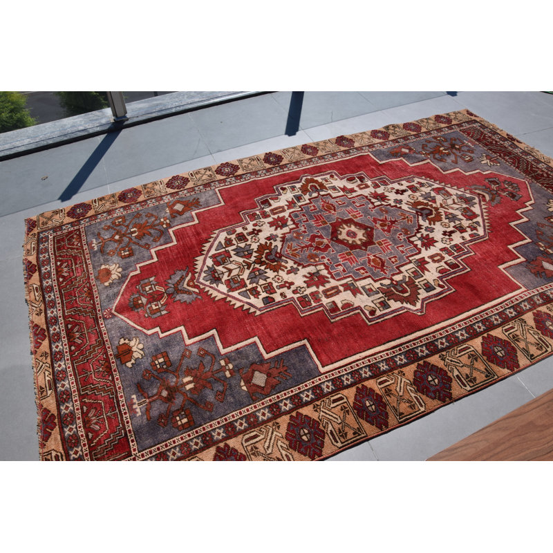 Authentique tapis rétro en laine fabriqué à la main de style turc anatolien oriental à la main, parfait pour le salon