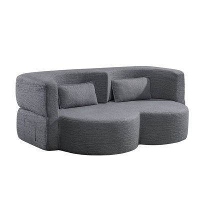 Folding Sofa Bed, Floor Sofa, Convertible Teddy Bear Fabric Foam Filled Sleeper Futon Double Sofa, Suitable For Living Room, Guest, Office And Apartme by Mercer41