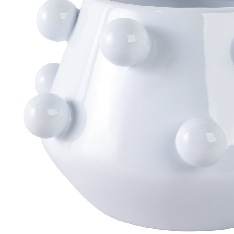 Sagebrook Home 8" White Ceramic Tapered Bubble Planter, Tan, 6" H x 10" W x 10" D, No