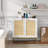 Rattan Cabinet, Sideboard Buffet Storage Cabinet With 2 Doors Kitchen Sideboard Furniture With Natural Rattan, White