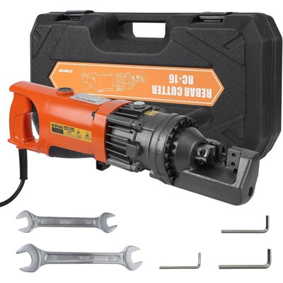 Coupe-tringle en acier hydraulique robuste - puissance 900W, coupe 4 à 16 mm (jusqu'à 5/8 po # 5), tringle en acier de 0,5 à 4,5 s, moteur en cuivre pur et poignée ergonomique, comprend les pales et la boîte de protection