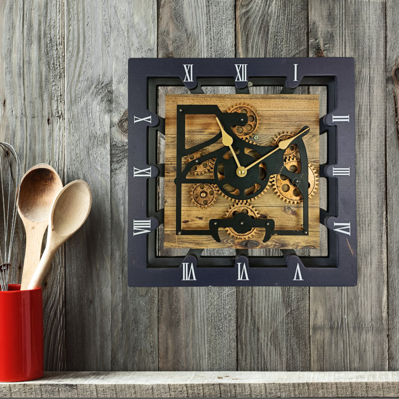 Solid Wood Wall Clock, Vintage/Brown