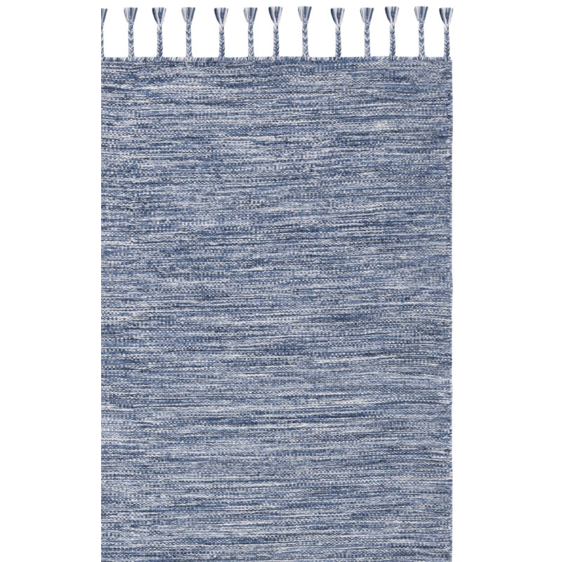 Tapis en laine tissé à la main bleu marine / beige Elysee, Rectangulaire 3 pi x 5 pi