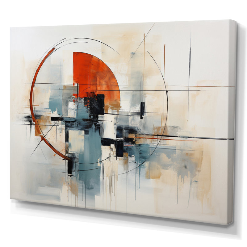 «Colorful Mid Century Abstract Elegance II - Abstract Midcentury», reproduction d'art sur toile encadrée, Toile tendue