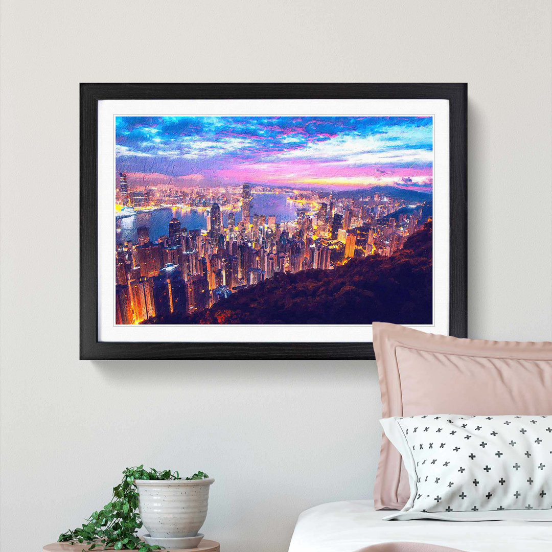 Hong Kong Skyline at Sunset - Framed Print