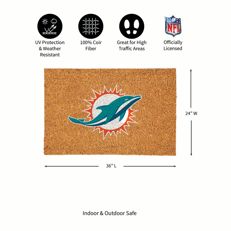 Grand tapis couleur coco Miami Dolphins, 36 po x 24 po