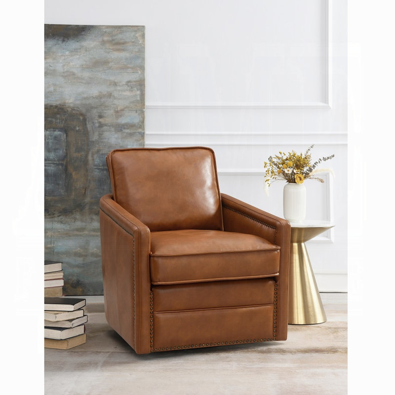 Fauteuil d'appoint pivotant Wojciech, Brun