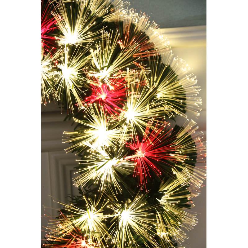 Couronne de Noël lumineuse à fibre optique, H 16 po x l 16 po