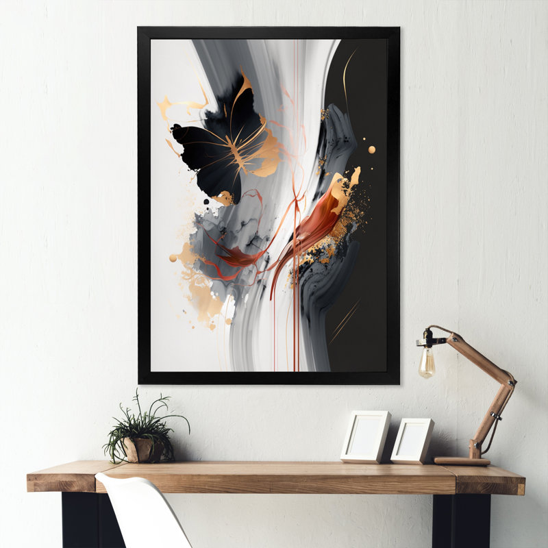 Papillon moderne, reproduction d'art abstrait mural, Cadre photo noir, H 20 po x l 12 po x P 1 po