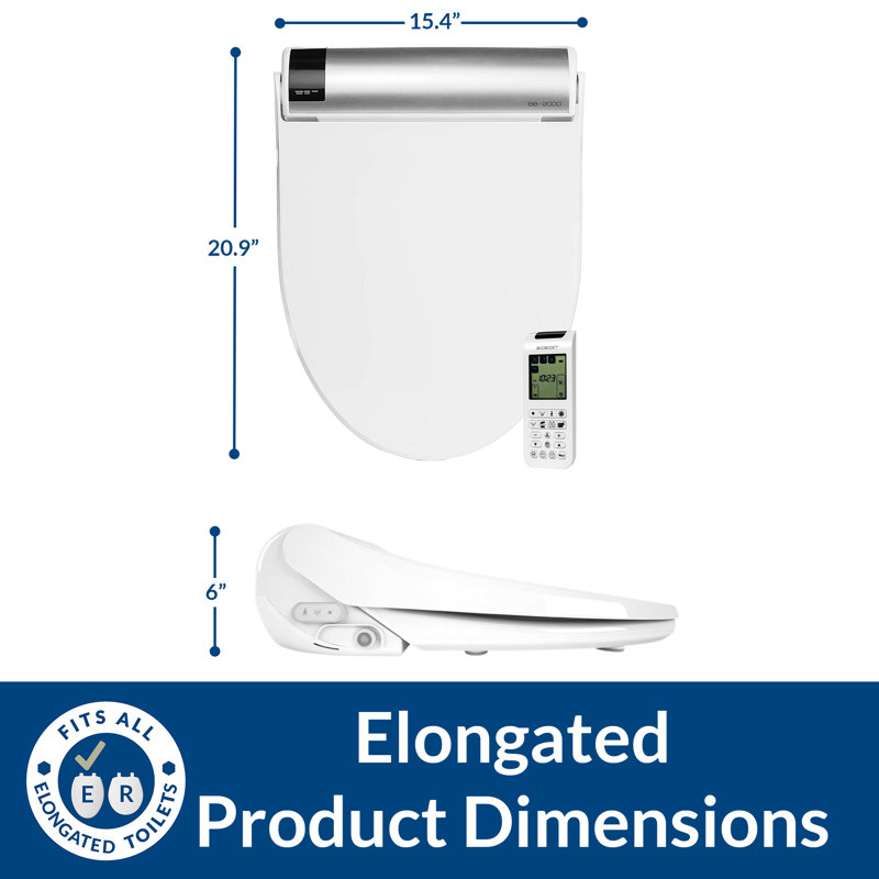 Bio Bidet Toilet Seat, Heated, Warm Air Dryer and Temperature Control, includes 2 Towels, BB2000, Elongated
