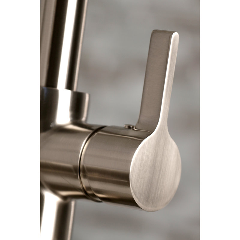 Kingston Brass Continental Single-Handle 1-Hole Deck Mount Pre-Rinse Kitchen Faucet, Brushed Nickel