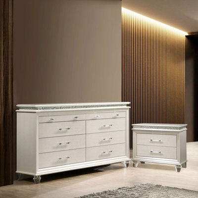 Belliveau 2-Piece Faux Leather Nightstand And Dresser