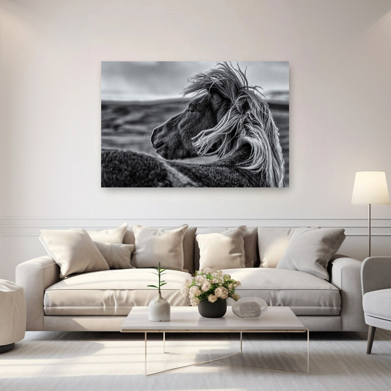 Crinière de cheval sauvage, portrait de cheval élégant et contemporain, art mural nature, H 40 po x l 60 po