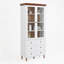 White MDF Display Storage Cabinet,Tall Kitchen Pantry Cabinets with Glass Doors and Adjustable Shelves,Freestanding Storage Cupboard for Kitchen, Living Room