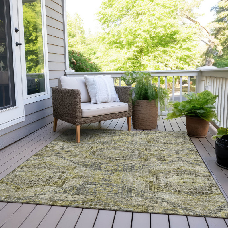 Tapis kaki Xhevrie intérieur / extérieur lavable à la machine, Rectangle 10 pi x 14 pi