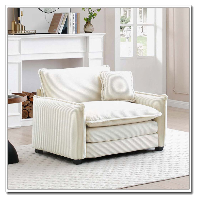 Fauteuil club en velours côtelé, fauteuil, H 33,85 po x l 46 po x P 34,25 po