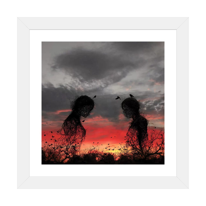 "Sunset" par Abdullah Evindar-impression d’art graphique, Blanc, Papier encadré blanc, H 24 po x l 24 po x p 1 po