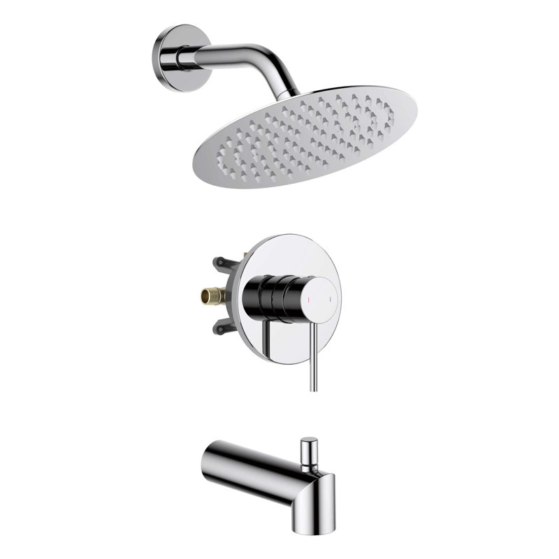 Ensemble complet de robinetterie de douche circulaire à fonction unique et à pression équilibrée avec bec de baignoire