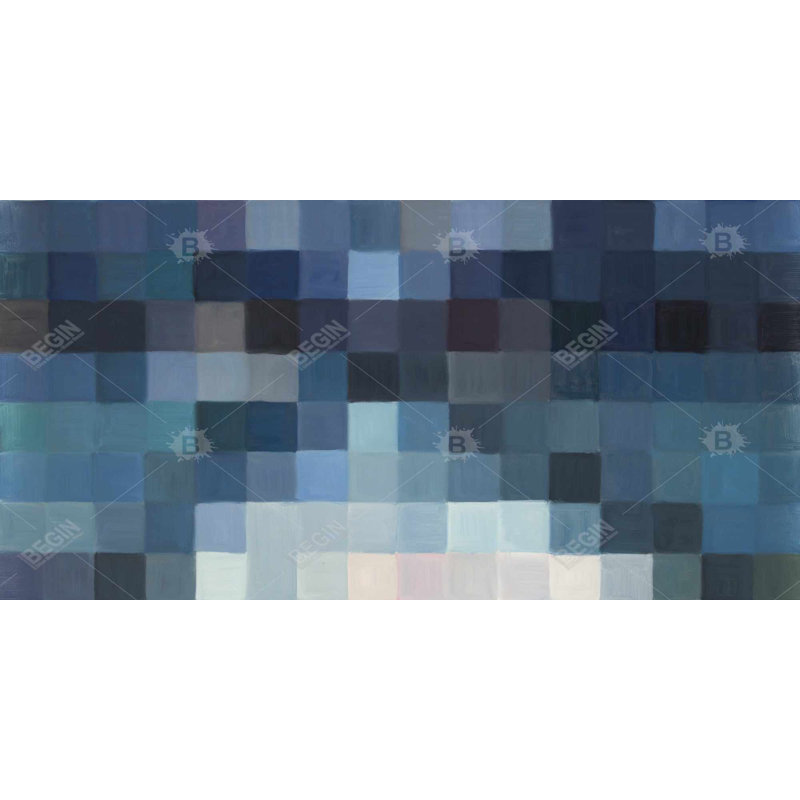 Pixelated Mountainous Landscape - Art abstrait moderne sur toile, H 48 po x l 24 po