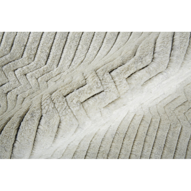 Thom Filicia Hand Knotted Wool Striped Area Rug in Ivory, Rectangle 5'6" x 8'6"