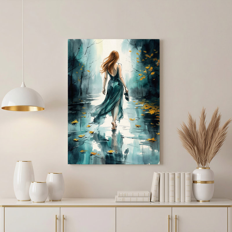 Toile naturelle encadrée en bois naturel pour salon, chambre à coucher, bureau ou vestibule - décoration murale décorative avec forêt mystique