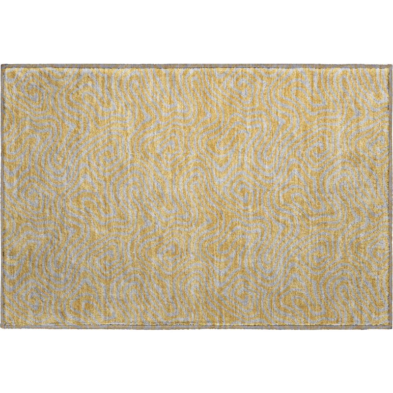 Premium Machine Washable Birchview AMF1031 Swirls Rug, Rectangle 1'8" x 2'6"