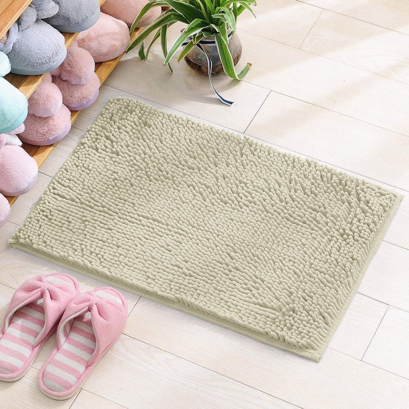Luxury 100% Microfiber Chenille Door Mat - Soft, Absorbent And Non-Slip Floor Mat, 50 cm x 80 cm, Cream