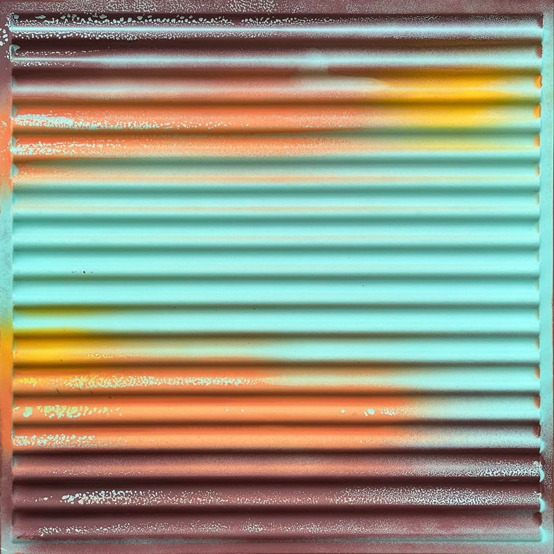 Ridged Metal Corrugated 2 Ft. Drop-In PVC Ceiling Tile, 24" W x 24" L, Rustic Ocean