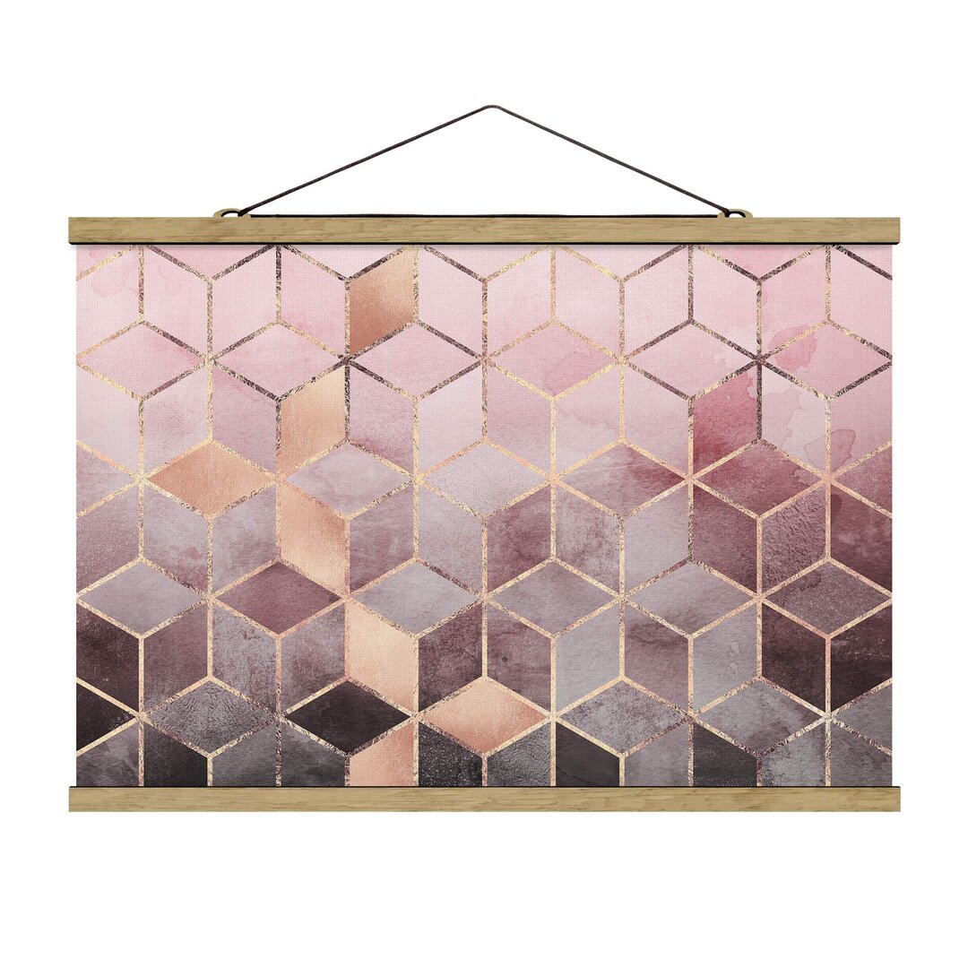 Grafikdruck Pink Grey Golden Geometry von Elisabeth Fredriksson