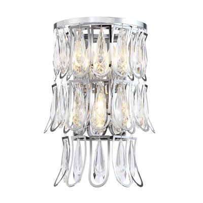 Lampe murale en cristal glamour à 3 lumières 10,5 po avec finition chromée pour le salon ou la chambre à coucher, lumière de meuble-lavabo pour la salle de bain 