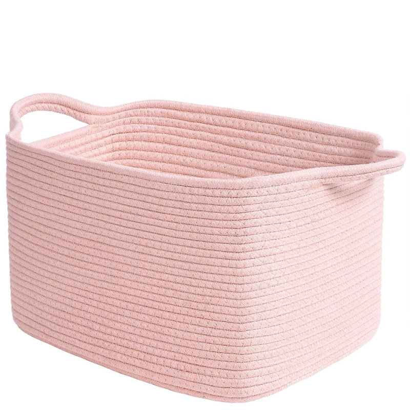 Panier de rangement rectangulaire en corde de coton 13 x 10 x 9 pouces pour serviettes, jouets, vêtements et décoration intérieure