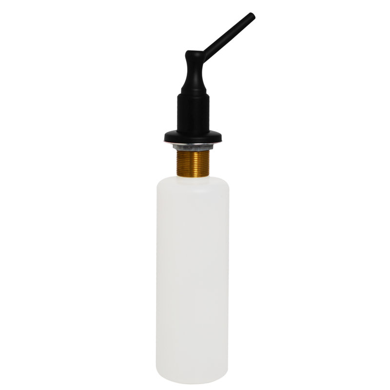 Kitchen Sink Deck Mount Liquid Soap/Hand Sanitizer Dispenser with Refillable 12 oz Bottle, Matte Black