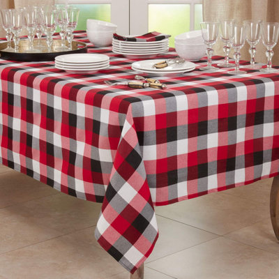 Holiday Buffalo Plaid Cotton Blend Tablecloth 65 X 90 Inch