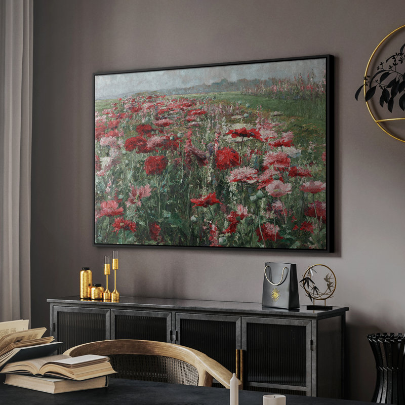 Botanique rétro - XC, H 27 po x l 41 po x P 2 po, Toile avec cadre flottant noir