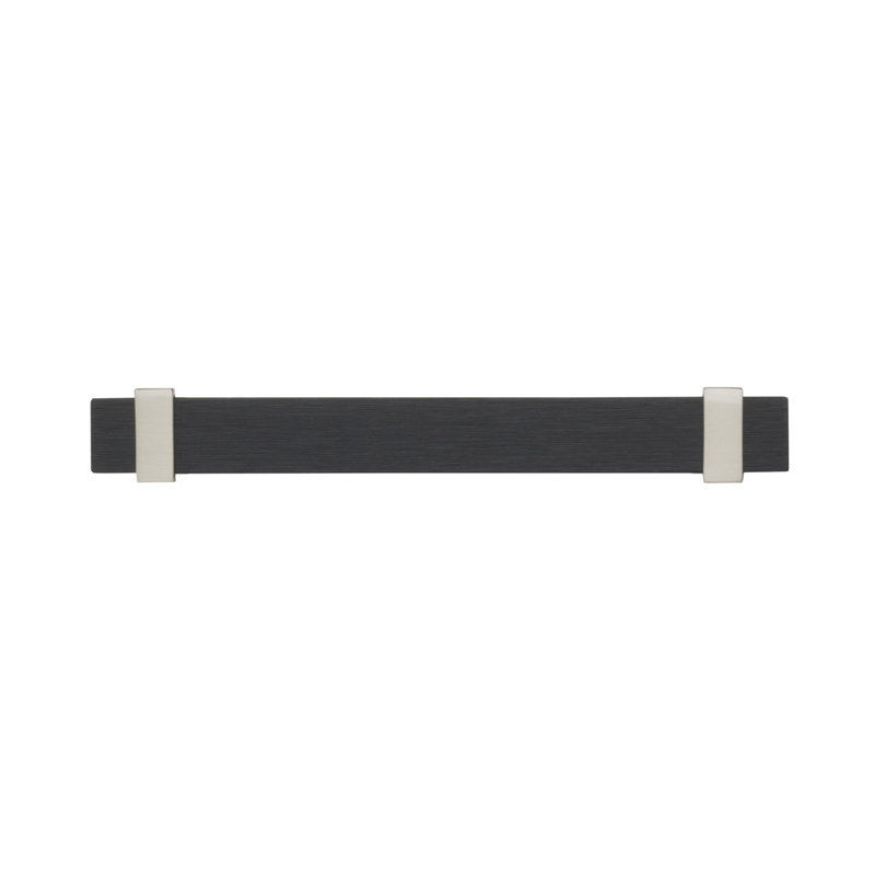 Overton Bar Pull, Brushed Matte Black/Satin Nickel, 5 1/16" Centre to Centre